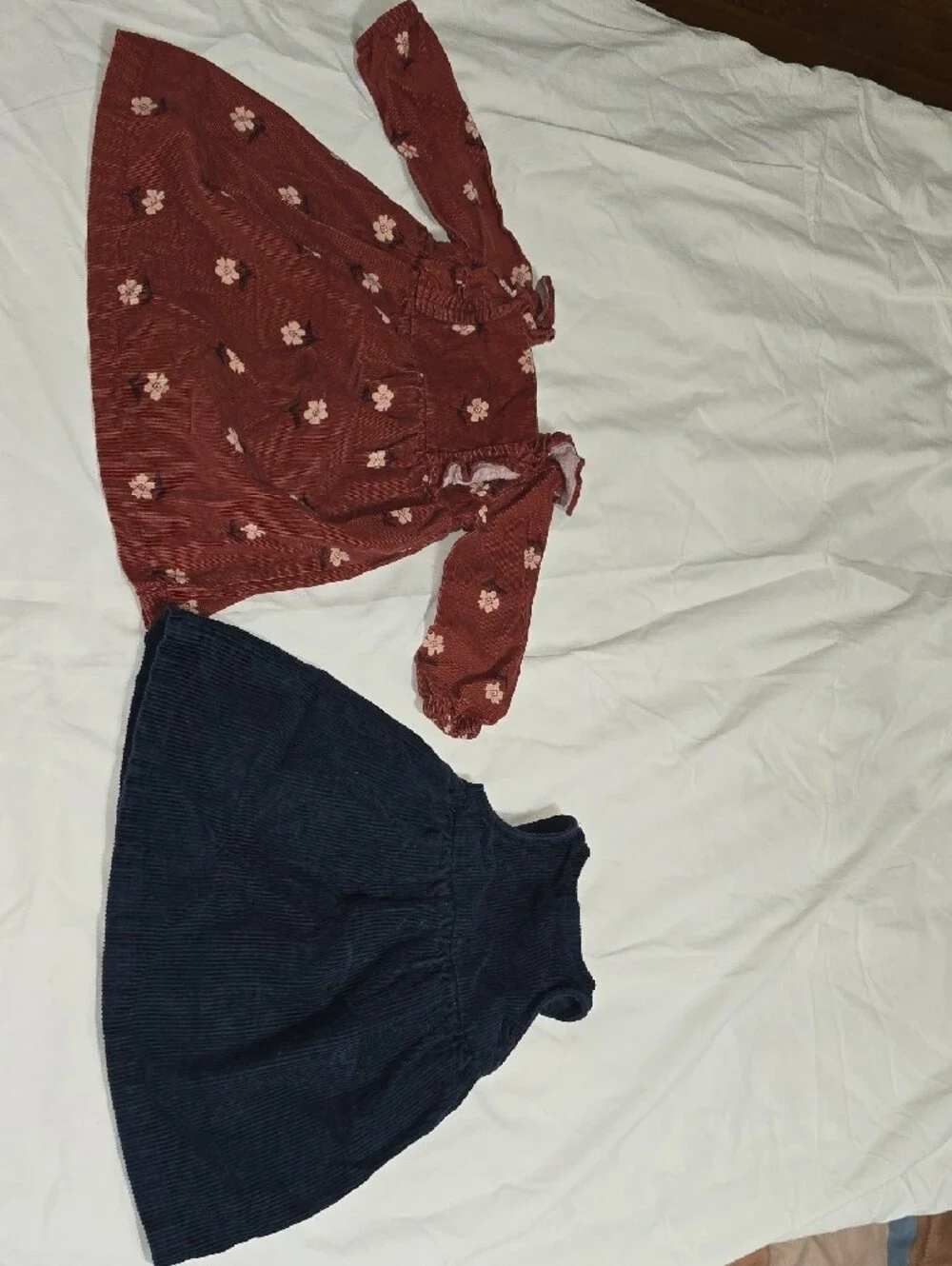 Carter's Rust Floral Dress & Navy Corduroy Pinafore Set